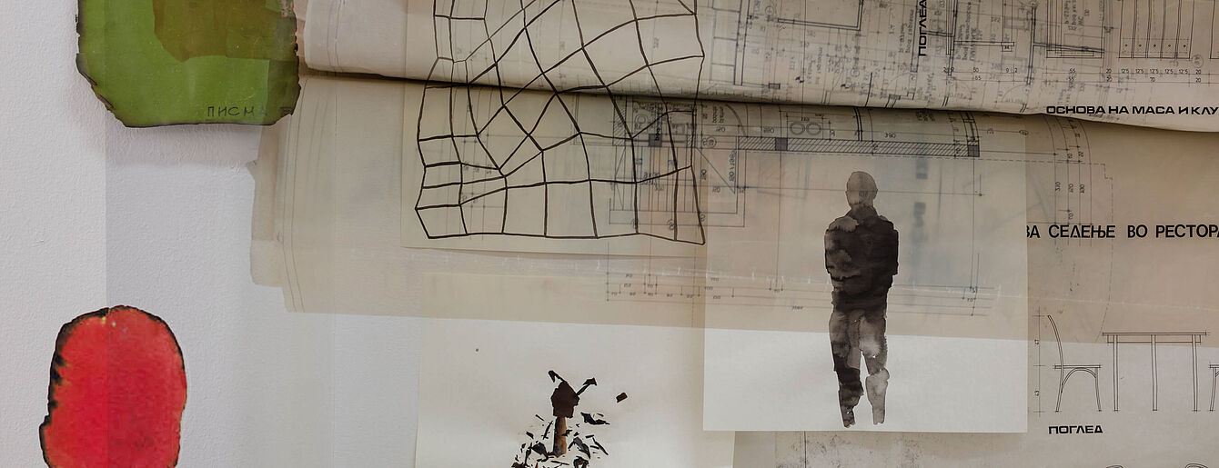 "Former City" (2017-ongoing) Archival material and drawings by Yane Calovski