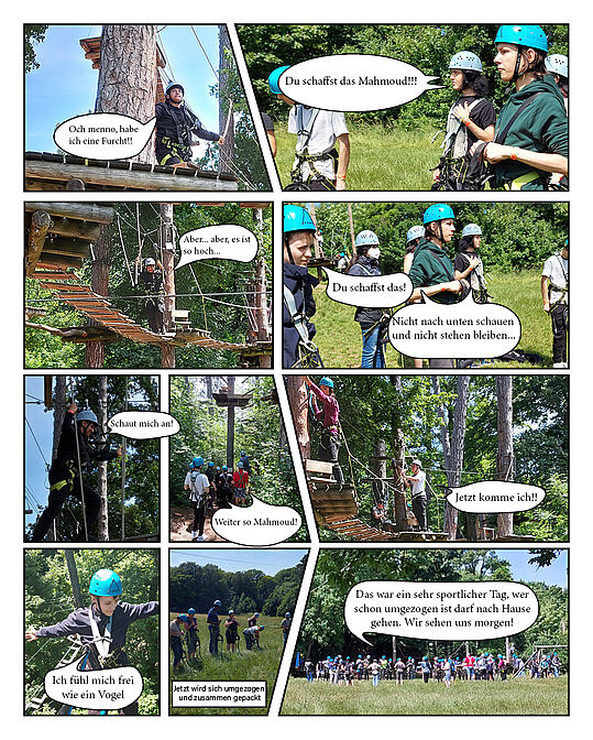 Bilder von dem Waldseilpark als Comic-Geschichte
