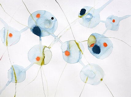 Blaue Zellen / Blue Cells, 2021Tusche auf Aquarellpapier / Ink on Paper42 x 56
