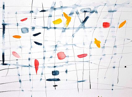 Netz / Net, 2020, Tusche auf Aquarellpapier / ink on paper, 36 x 48 cm