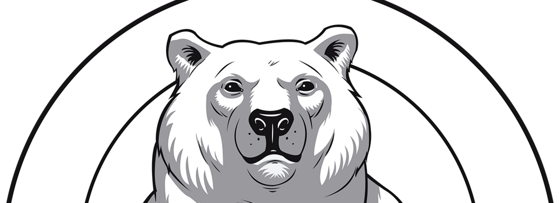 Grafik eines Eisbären in Graustufen.