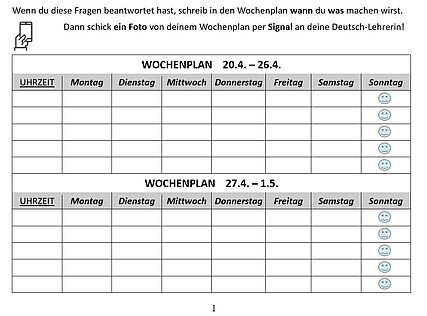 Wochenplan für Teilnehmer_innen