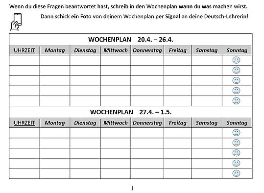 Wochenplan für Teilnehmer_innen