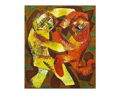 Der Tanz, 80 x 60 cm, Öl udn Sand auf Leinwand, 1995