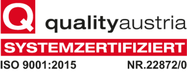 quality austria systemzertifiziert nach ISO 9001:2015 / Nr. 22872/0
