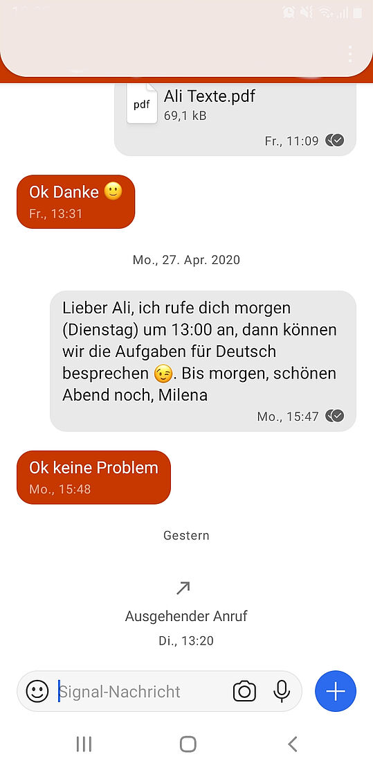 Eine Unterhaltung auf Signal