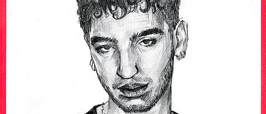 Grafik eines Mannes mit Bart, die ein Phantombild nachstellt