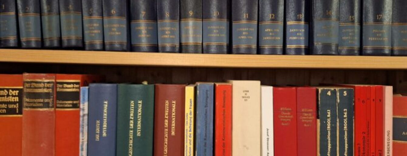 ein Bücherreganl voll gestopft mit Büchern
