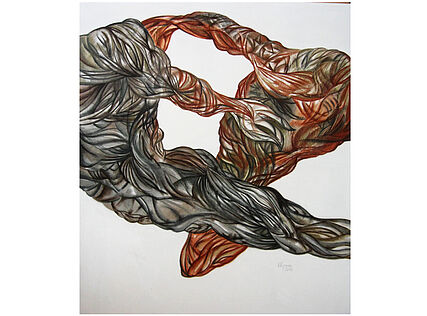 Zwei Formen, 145 x 125 cm, Kohle, Rötel, Pastellkreide auf Leinwand, 2014