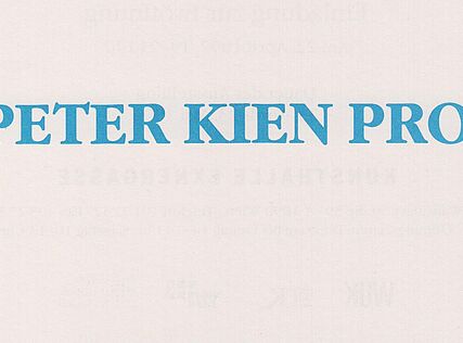THE PETER KIEN PROJECT | Kunsthalle Exnergasse
