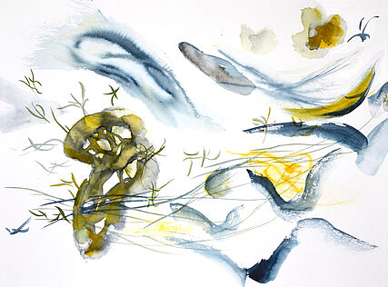 Ohr im Wind, 2019, Tusche auf Aquarellpapier / indian ink on paper, 36 x 48 cm 