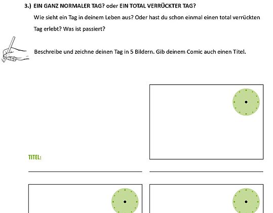 Arbeitsaufgabe ein Comic zu erstellen