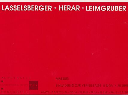 Einladungskarte zur Ausstellung "Die Farbe Rot", 1989